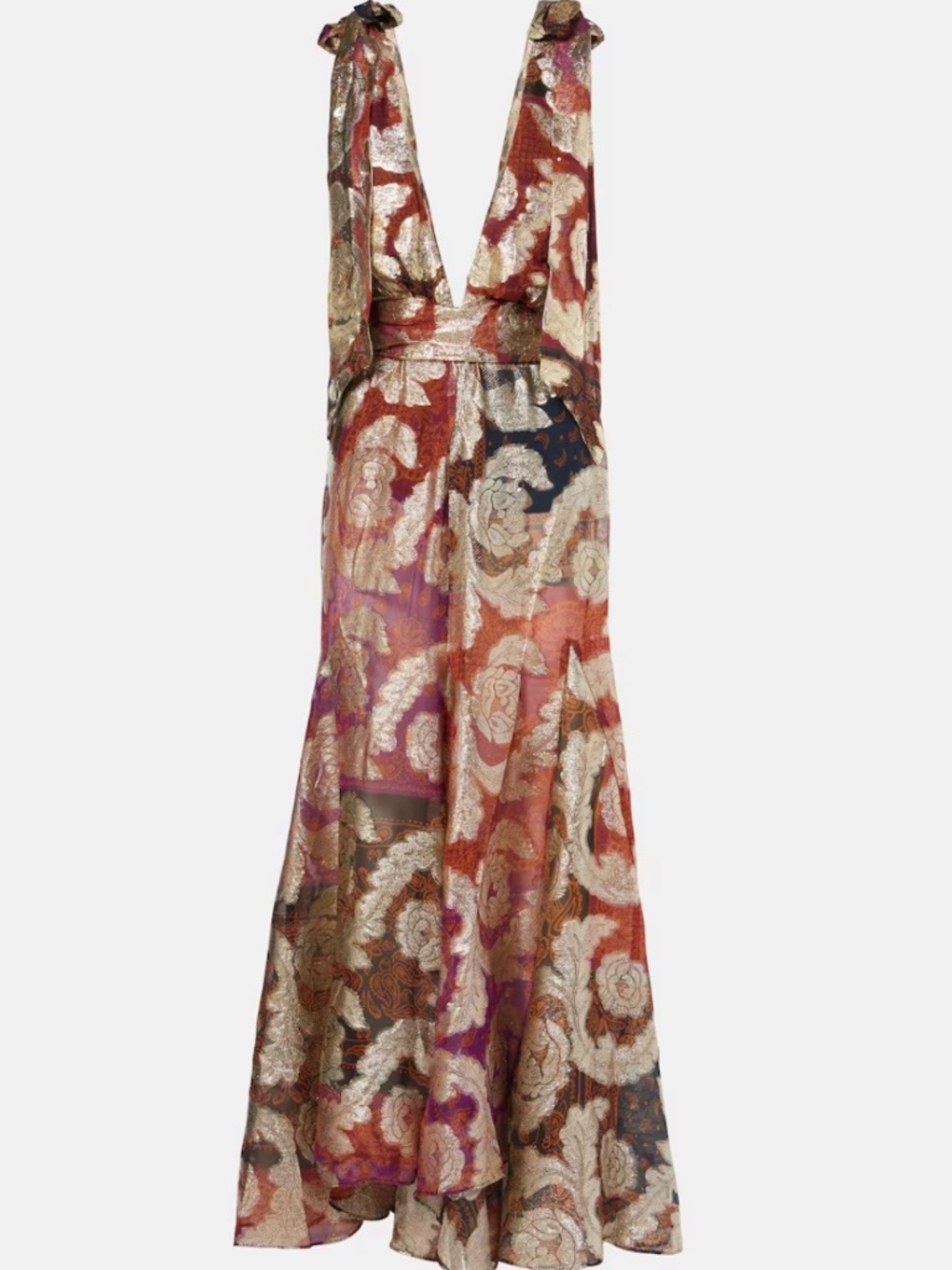 Farm Rio Lamé Jacquard Maxi Dress
